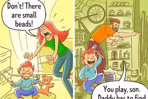 12 bức ảnh cho thấy sự khác biệt trong cách dạy con của bố và mẹ