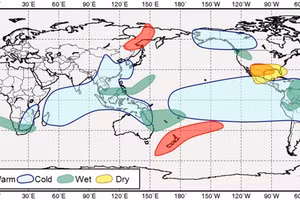 Nhiệt độ mặt nước biển ở khu vực Thái Bình Dương có xu hướng lạnh đi và chuyển sang trạng thái La Nina vào các tháng cuối năm. Ảnh: NCHMF.