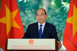 Thủ tướng Nguyễn Xuân Phúc gửi Thông điệp tới Diễn đàn vì Hòa bình Paris. Ảnh: VGP/Quang Hiếu