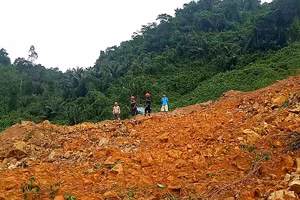 Hiện trường sạt lở tại thủy điện Rào Trăng 3.