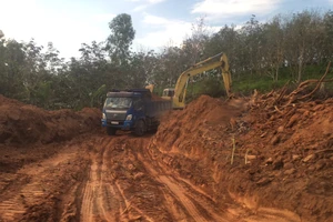 Tình trạng khai thác trái phép tài nguyên đất diễn ra tại thị trấn Nông trường Việt Trung đã khiến người dân vô cùng bức xúc.