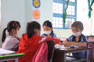 Học sinh lớp 3, Trường Tiểu học – THCS Lê Quý Đôn thảo luận nhóm.