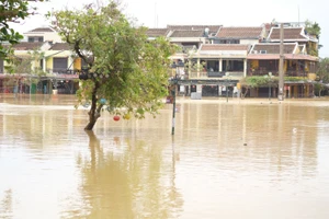 Mưa lớn kéo dài trong 2 ngày qua khiến nước trên sông Hoài dâng cao và tràn vào nhà dân ở phố cổ Hội An.