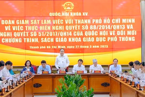 Ông Trần Thanh Mẫn, Ủy viên Bộ Chính trị, Phó Chủ tịch Thường trực Quốc hội phát biểu tại buổi làm việc. 