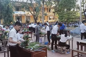 Học sinh Trường THPT Đỗ Đăng Tuyển tham gia hoạt động ngoại khóa. 