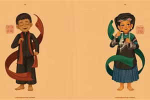 Phỏng dựng trang phục nam nữ dân tộc Bố Y.