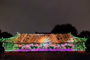 Không gian nghệ thuật & 3D Mapping kể chuyện đại học Việt Nam tại sân Thái Học, di tích Văn Miếu - Quốc Tử Giám. 