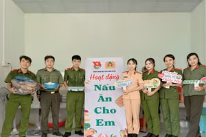 Tuổi trẻ Công an TP Long Xuyên (An Giang) với thực hiện các hoạt động vì trẻ em có hoàn cảnh khó khăn.