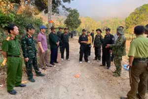 Tri Tôn (An Giang) huy động lực lượng tiếp tục chữa cháy rừng trên núi Cô Tô.