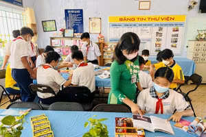 Tiết đọc sách của học sinh Trường THCS Gò Xoài (Bình Chánh).