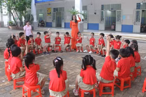 Giờ học của học sinh Trường tiểu học Lê văn Việt (TP Thủ Đức, TPHCM).