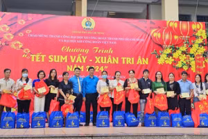 Công đoàn Ngành Giáo dục TPHCM trao quà tết cho công đoàn viên.