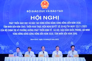 Quang cảnh Hội nghị phát triển giáo dục và đào tạo vùng Đồng bằng sông Hồng đến năm 2030, tầm nhìn đến năm 2045. Ảnh: Thế Đại.
