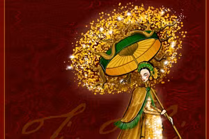 Một bản phác thảo quốc phục của Á hậu Ngọc Thảo.