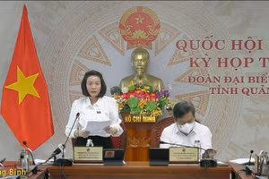 Đại biểu Quốc hội Nguyễn Minh Tâm (đoàn Quảng Bình) thảo luận trực tuyến về Dự thảo Luật Cảnh sát Cơ động. Ảnh Quốc hội.