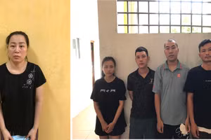 Phạm Thu Diệu (ảnh trái) cùng các đồng phạm trong vụ án.