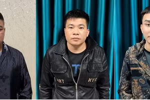 Các đối tượng Nguyễn Văn Ngọc, Đặng Văn Sĩ và Phạm Văn Công tại cơ quan Công an (ảnh lần lượt từ trái qua phải).