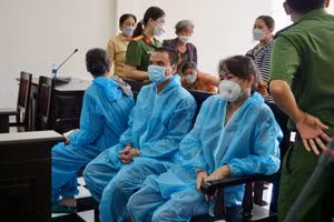 Các bị cáo tại phiên tòa xét xử. Ảnh: H.D.