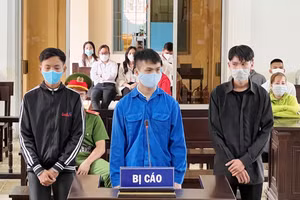 Các bị cáo tại phiên toà xét xử.