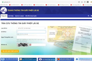 Trang website tra cứu thông tin về GPLX chính thống của Tổng cục Đường bộ Việt Nam.