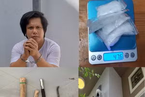 Nguyễn Trường Duy cùng tang vật liên quan đến vụ án.