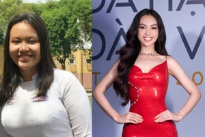 Á hậu Huỳnh Phạm Thuỷ Tiên thời chưa giảm cân và vẻ đẹp tự tin, trong sáng hiện tại.