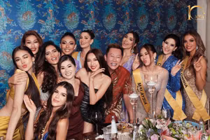 Thiên Ân, Thùy Tiên và 9 thí sinh dùng bữa tối cùng Mr. Nawat - Chủ tịch Miss Grand International.