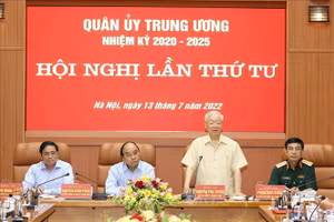 Tổng Bí thư Nguyễn Phú Trọng, Bí thư Quân ủy Trung ương phát biểu kết luận Hội nghị. Ảnh: Trí Dũng/TTXVN