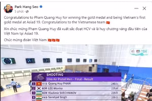 Phạm Quang Huy mang về tấm Huy chương Vàng đầu tiên cho Việt Nam ở ASIAD.