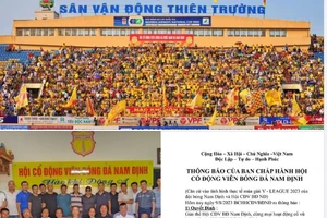 Trang Fanpage Nam Dinh Football Club phát đi thông báo giải thể Hội Cổ động viên bóng đá Nam Định.