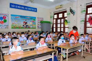 Học sinh Trường Tiểu học Nguyễn Bá Ngọc (TP Đông Hà, tỉnh Quảng Trị).