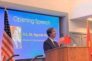 Bộ trưởng Bộ GD&ĐT Nguyễn Kim Sơn phát biểu khai mạc tại Diễn đàn hợp tác giáo dục Việt Nam - Hoa Kỳ.