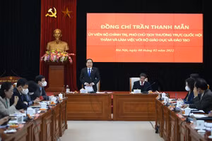 Ông Trần Thanh Mẫn, Ủy viên Bộ Chính trị, Phó Chủ tịch Thường trực Quốc hội phát biểu tại buổi làm việc.