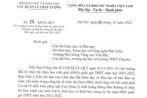  3 môn không có phần thi thực hành trong kỳ thi học sinh giỏi quốc gia THPT