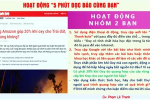 Hoạt động "5 phút đọc báo cùng bạn" được thầy Phạm Lê Thanh triển khai. Ảnh chụp màn hình 