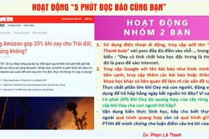 Hoạt động "5 phút đọc báo cùng bạn" được thầy Phạm Lê Thanh triển khai. Ảnh chụp màn hình 