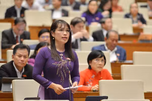 Đại biểu Châu Quỳnh Dao phát biểu thảo luận tại hội trường sáng 29/3