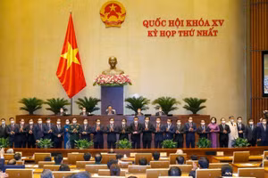 Các Phó Thủ tướng, Bộ trưởng và các thành viên của Chính phủ ra mắt Quốc hội.