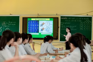 Một lớp học của Trường THPT Lục Nam (Bắc Giang) - thời điểm chưa có dịch Covid-19