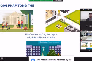 PGS.TS Nguyễn Thanh Đề tham luận tại hội thảo bằng hình thức trực tuyến,