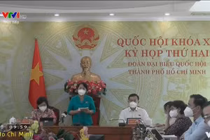 Đại biểu Kim Yến (điểm cầu TP Hồ Chí Minh) tranh luận.