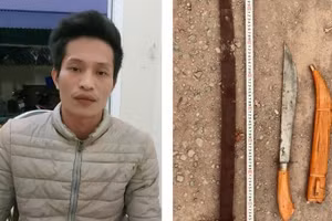 Đối tượng Bùi Văn Tư cùng hung khí.