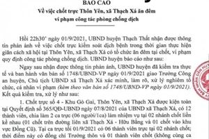 Báo cáo của UBND huyện Thạch Thất về vụ việc. 