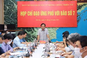 Bộ trưởng Nông nghiệp và PTNT - Phó trưởng ban thường trực BCĐ QGPCTT Lê Minh Hoan phát biểu kết luận cuộc họp.