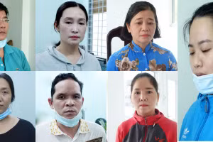 7 đối tượng vừa bị cơ quan chức năng khởi tố. Ảnh: Công an An Giang.