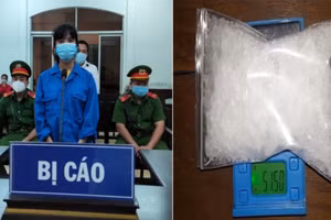 Bị cáo Nguyễn Thị Tố Nguyên tại phiên toà xét xử và tang vật của vụ án.