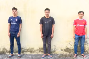 Các đối tượng có hành vi chống người thi hành công vụ bị bắt giữ. Ảnh: Công an An Giang.