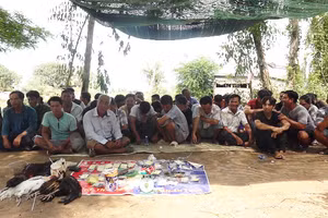 Nhóm đối tượng bị cơ quan chức năng bắt quả tang về hành vi đá gà ăn tiền.