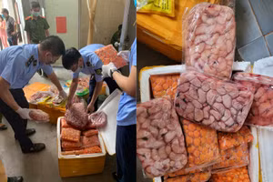 Số thực phẩm bốc mùi hôi thối bị lực lượng chức năng phát hiện, thu giữ. Ảnh: Tổng Cục QLTT.