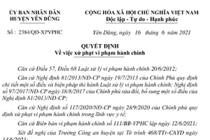 Quyết định xử phạt Công ty TNHH Việt Thịnh Plastic.